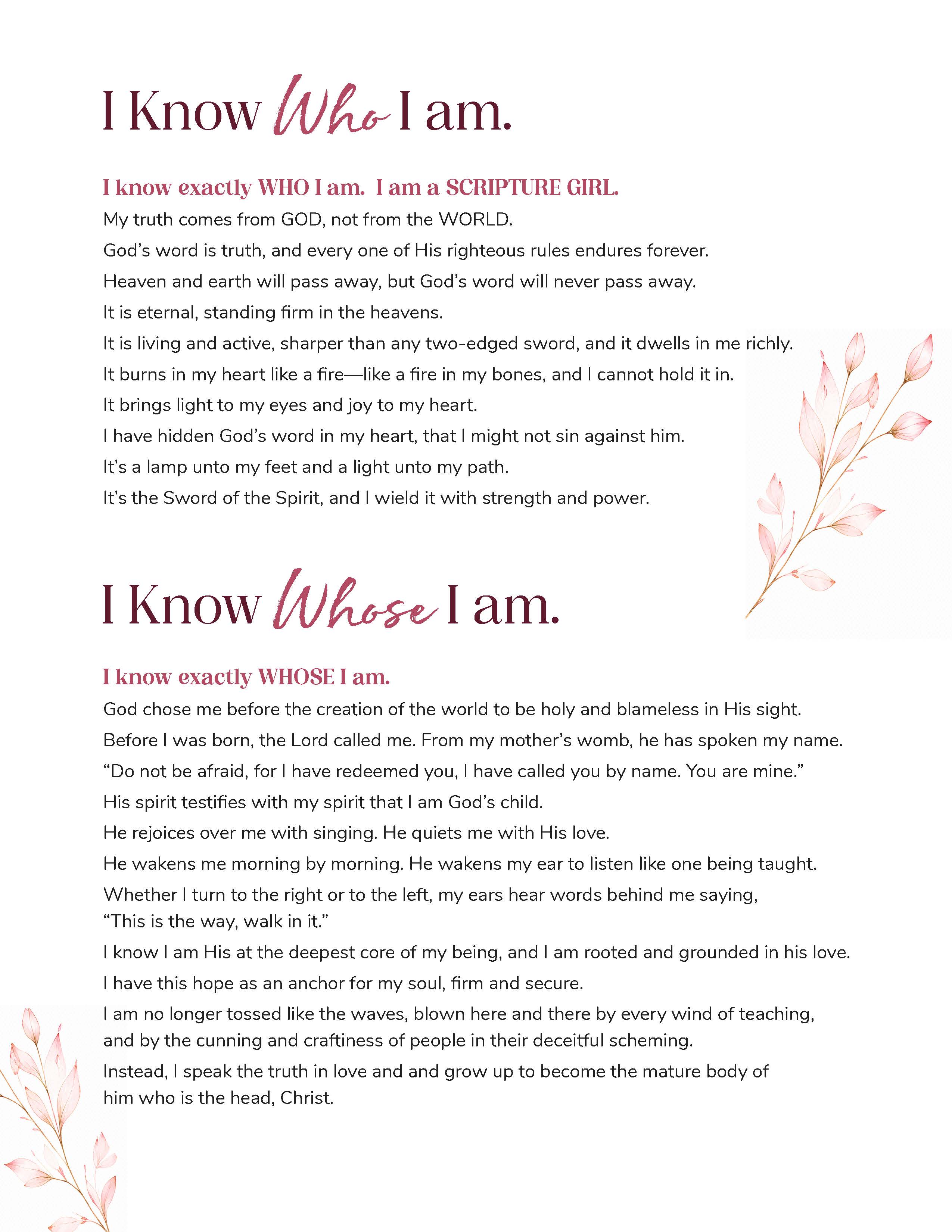 Scripture Girl Declaration